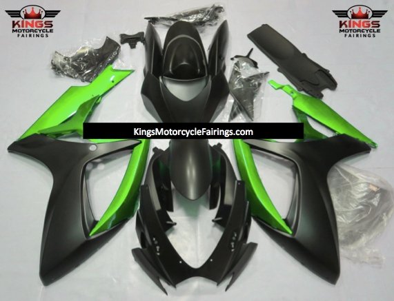 Suzuki GSXR600 (2006-2007) Matte Black & Green Fairings