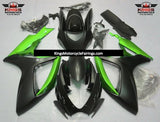 Matte Black and Green Fairing Kit for a 2006 & 2007 Suzuki GSX-R750 motorcycle