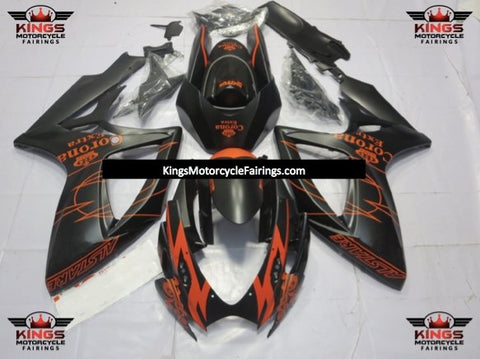 Suzuki GSXR750 (2006-2007) Matte Black & Matte Orange Tribal Corona Fairings