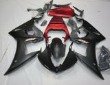 Matte Black and Matte Red Fairing Kit for a 2005 Yamaha YZF-R6 motorcycle