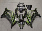 Fairing kit for a Kawasaki Ninja ZX10R (2011-2015) Matte Black & Neon Green