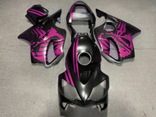 Matte Black and Pink Skull Fairing Kit for a 2001, 2002, 2003 Honda CBR600F4i motorcycle