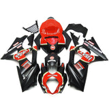 Matte Black and Red Lucky Strike Fairing Kit for a 2007 & 2008 Suzuki GSX-R1000 motorcycle