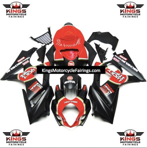 Suzuki GSXR1000 (2007-2008) Matte Black & Red Lucky Strike Fairings