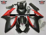 Matte Black and Red Fairing Kit for a 2006 & 2007 Suzuki GSX-R600 motorcycle