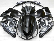 Matte Black and Matte White Flame Fairing Kit for a 2006, 2007, 2008, 2009, 2010 & 2011 Kawasaki Ninja ZX-14R motorcycle