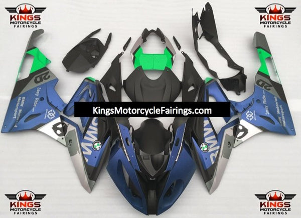 BMW S1000RR (2017-2018) Matte Blue, Matte Black, Matte Silver & Green Fairings