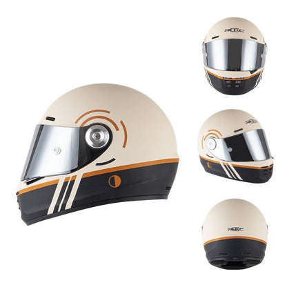 cream motorcycle helmet Matte Cream, Black & Orange Motorcycle Helmet