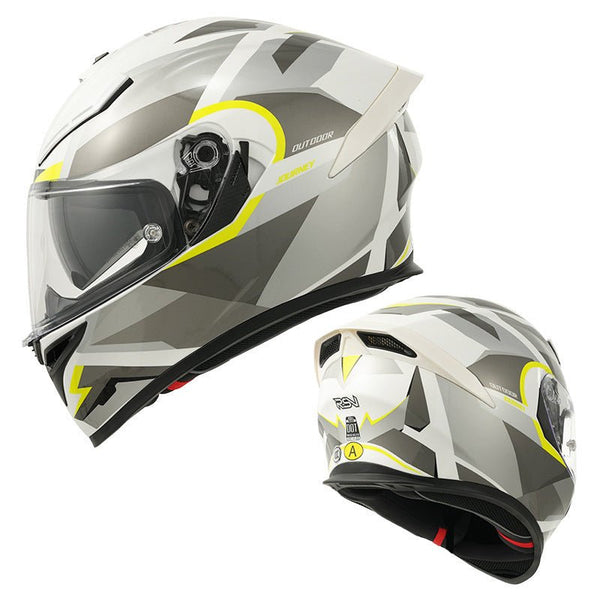 Matte Cream, Silver, Gray & Yellow Ryzen Motorcycle Helmet at KingsMotorcycleFairings.com