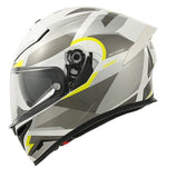 Matte Cream, Silver, Gray & Yellow Ryzen Motorcycle Helmet at KingsMotorcycleFairings.com