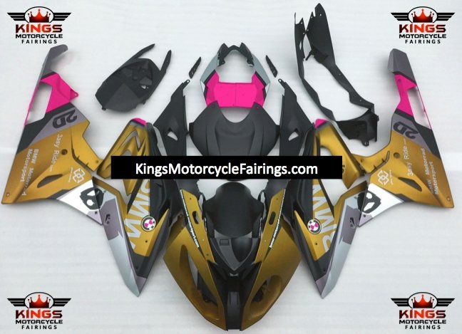 BMW S1000RR (2017-2018) Matte Gold, Matte Black, Matte Silver & Pink Fairings