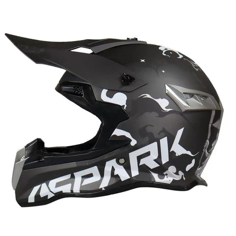 Matte Gray, White & Silver Splash Dirt Bike Motorcycle Helmet at KingsMotorcycleFiarings.com