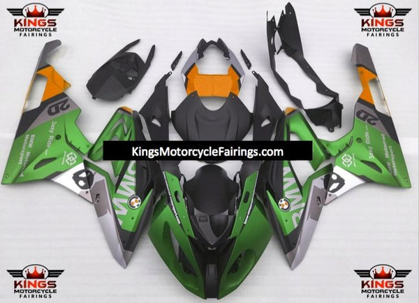 BMW S1000RR (2009-2014) Matte Green, Matte Black, Matte Silver & Orange Fairings