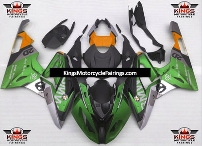 Matte Green, Matte Black, Matte Silver and Orange Fairing Kit for a 2017 and 2018 BMW S1000RR motorcycle