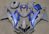 Matte Gray and Blue Fairing Kit for a 2008, 2009, 2010, 2011, 2012, 2013, 2014, 2015 & 2016 Yamaha YZF-R6 motorcycle