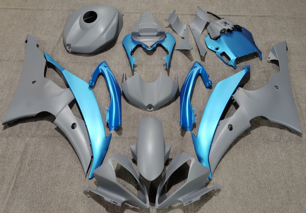 Yamaha YZF-R6 Fairings (2008-2016) Matte Gray, Light Blue