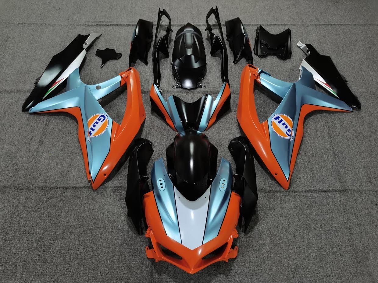 Orange, Blue and Black Gulf Fairing Kit for a 2008, 2009, & 2010 Suzuki GSX-R600 motorcycle