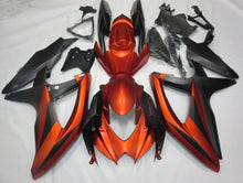 Matte Orange and Matte Black Fairing Kit for a 2008, 2009, & 2010 Suzuki GSX-R600 motorcycle