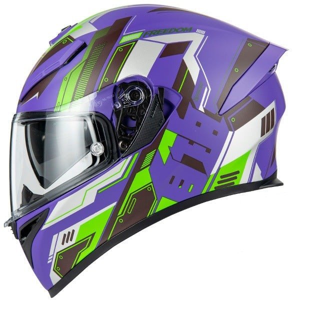 Motorcycle Helmet | Matte Purple, Silver, Green | Kings Motorcycle Helmet | Matte Purple, Silver, Green | Kings
