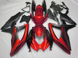 Matte Red and Matte Black Fairing Kit for a 2008, 2009 & 2010 Suzuki GSX-R750 motorcycle