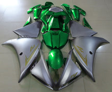 Matte Silver, Gold and Green Fairing Kit for a 2012, 2013 & 2014 Yamaha YZF-R1 motorcycle