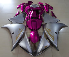 Matte Silver, Gold and Pink Fairing Kit for a 2012, 2013 & 2014 Yamaha YZF-R1 motorcycle