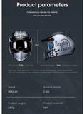 Matte Silver and Black Skull & Gear Beasley Open-Face Motorcycle Helmet is brought to you by KingsMotorcycleFairings.com