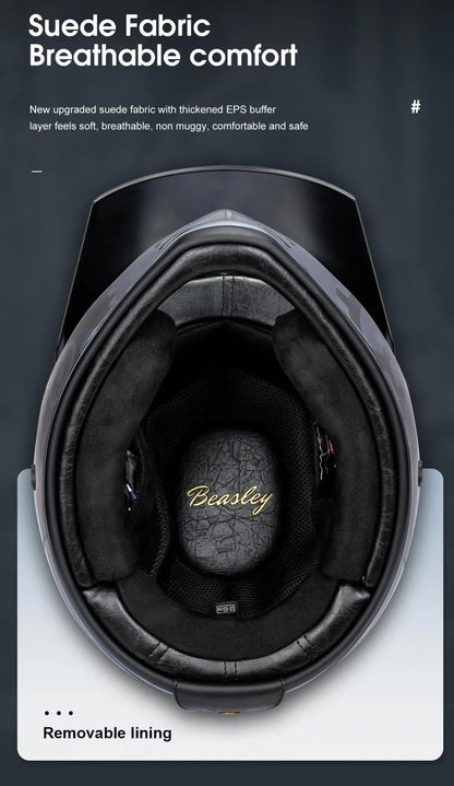 Matte Silver and Black Skull & Gear Beasley Open-Face Motorcycle Helmet is brought to you by KingsMotorcycleFairings.com