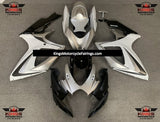 Matte Silver, Matte White and Matte Black Fairing Kit for a 2006 & 2007 Suzuki GSX-R750 motorcycle