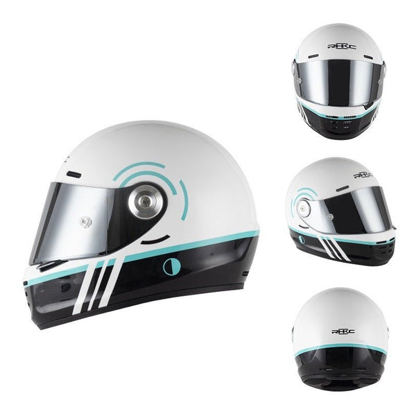 Matte White, Black & Turquoise Blue Motorcycle Helmet at KingsMotorcycleFairings.com