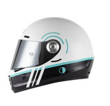 Matte White, Black & Turquoise Blue Motorcycle Helmet at KingsMotorcycleFairings.com