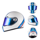 Matte White, Blue & Red Motorcycle Helmet at KingsMotorcycleFairings.com