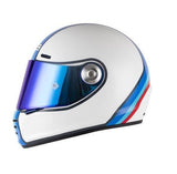 Matte White, Blue & Red Motorcycle Helmet at KingsMotorcycleFairings.com