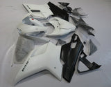 Matte White and Matte Black Fairing Kit for a 2007, 2008, 2009, 2010, 2011, 2012, 2013 & 2014 Ducati 848 motorcycle