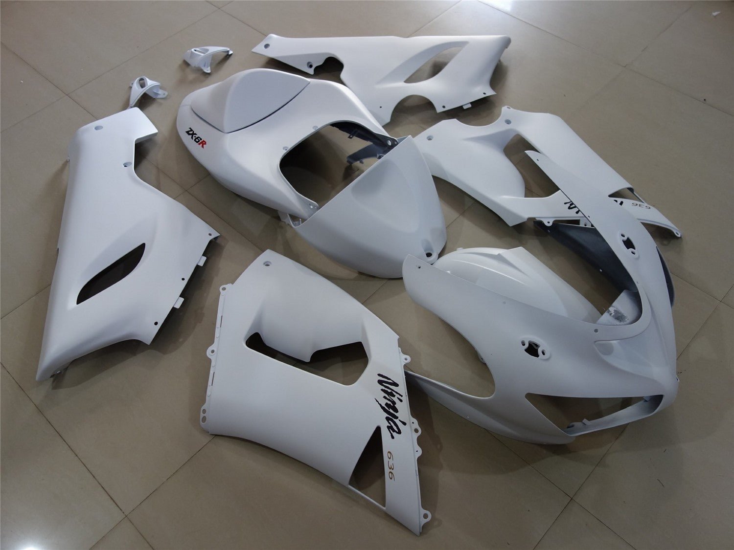 Matte White Fairing Kit for a 2005 & 2006 Kawasaki ZX-6R 636 motorcycle