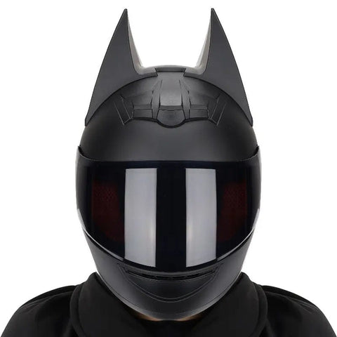 Matte Black Batman Motorcycle Helmet, Black Visor at KingsMotorcycleFairings.com