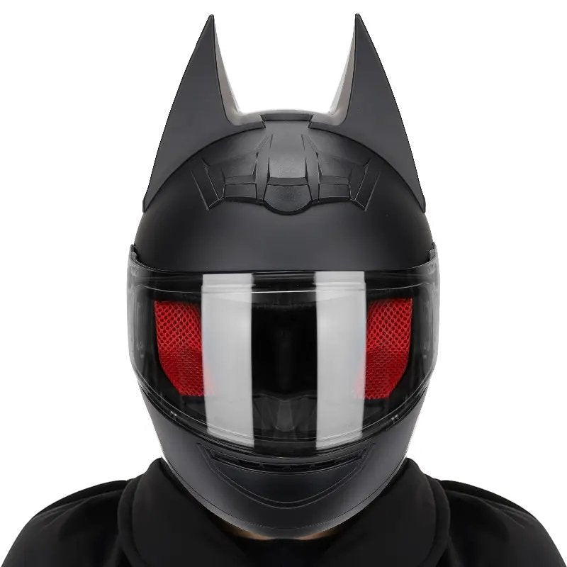 Matte Black Batman Motorcycle Helmet, Clear Visor at KingsMotorcycleFairings.com