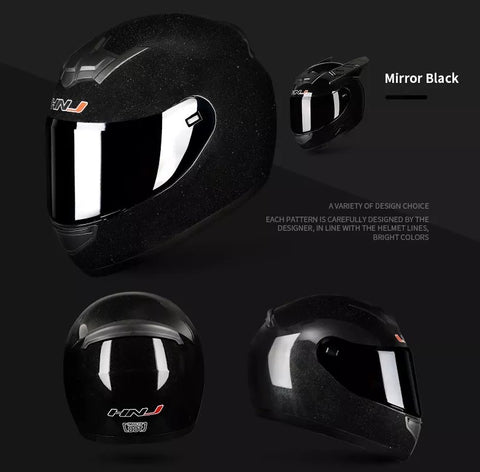 The Metallic Black HNJ Full-Face Motorcycle Helmet is brought to you by Kings Motorcycle Fairings