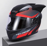 Matte Black, Red and Silver HNJ Modular Full-Face Motorcycle Helmet by KingsMotorcycleFairings.com