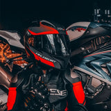 Matte Black, Red and Silver HNJ Modular Full-Face Motorcycle Helmet by KingsMotorcycleFairings.com