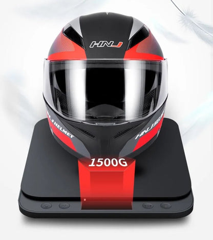 Matte Black, Red and Silver HNJ Modular Full-Face Motorcycle Helmet by KingsMotorcycleFairings.com