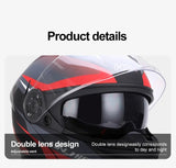 Matte Black, Red and Silver HNJ Modular Full-Face Motorcycle Helmet by KingsMotorcycleFairings.com