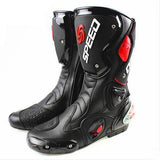 Black, Red & White Speed Leather Motorcycle Boots at KingsMotorcycleFairings.com