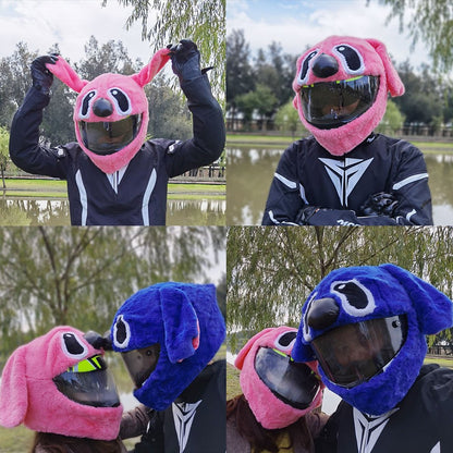 Pink & Blue Dog Cartoon Motorcycle Helmet Cover is brought to you by KingsMotorcycleFairings.com