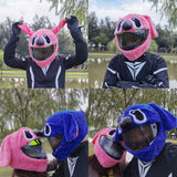 Pink & Blue Dog Cartoon Motorcycle Helmet Cover is brought to you by KingsMotorcycleFairings.com