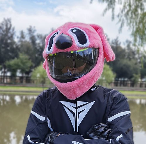 Pink Dog Cartoon Motorcycle Helmet Cover is brought to you by KingsMotorcycleFairings.com