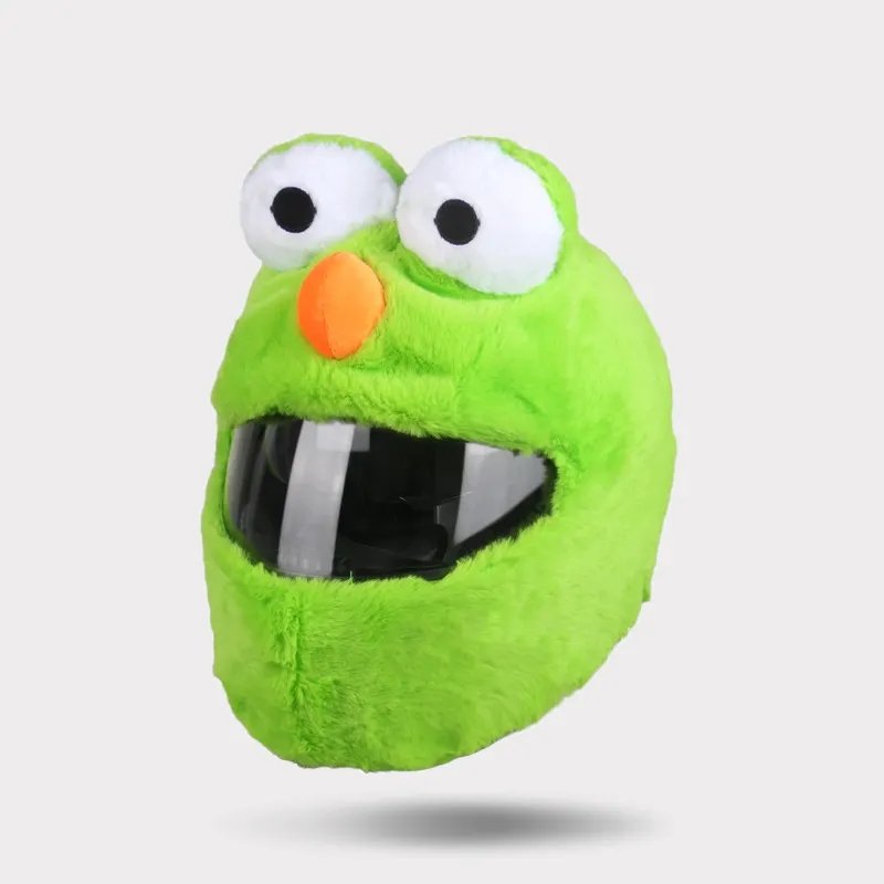 Hvert år Abnorm personificering Green Elmo Frog Cartoon Motorcycle Helmet Cover