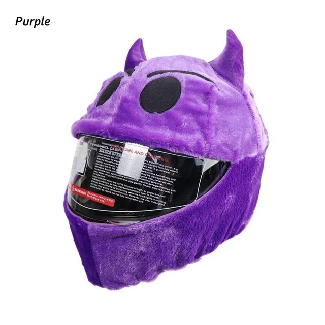 character motorcycle helmet covers Motorcycle Helmet Cover - Purple Devil Cartoon