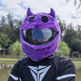 Purple Devil Cartoon Motorcycle Helmet Cover is brought to you by KingsMotorcycleFairings.com