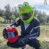 Red & Green Elmo Frog Cartoon Motorcycle Helmet Cover is brought to you by KingsMotorcycleFairings.com